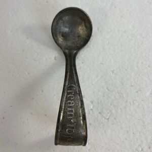 Antique Cream Top Spoon Metal Dairy Farm Vintage Handle Patent 1925